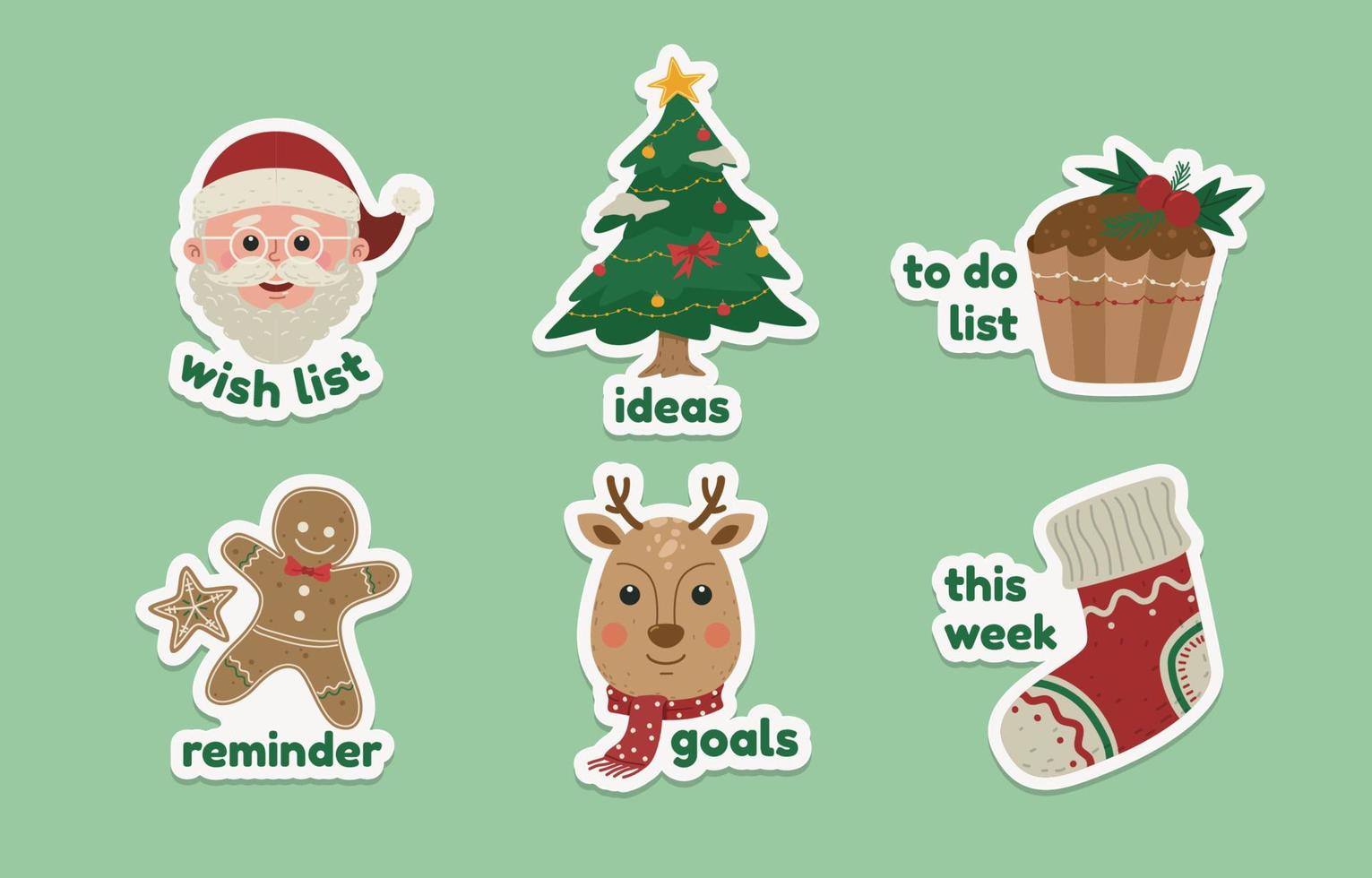 Christmas Journal Stickers vector