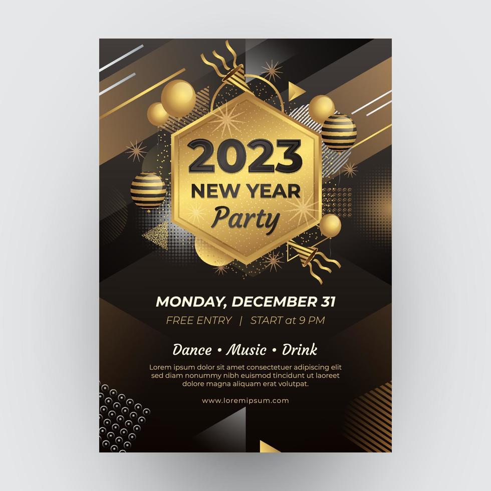 Golden New Year Party Poster vector
