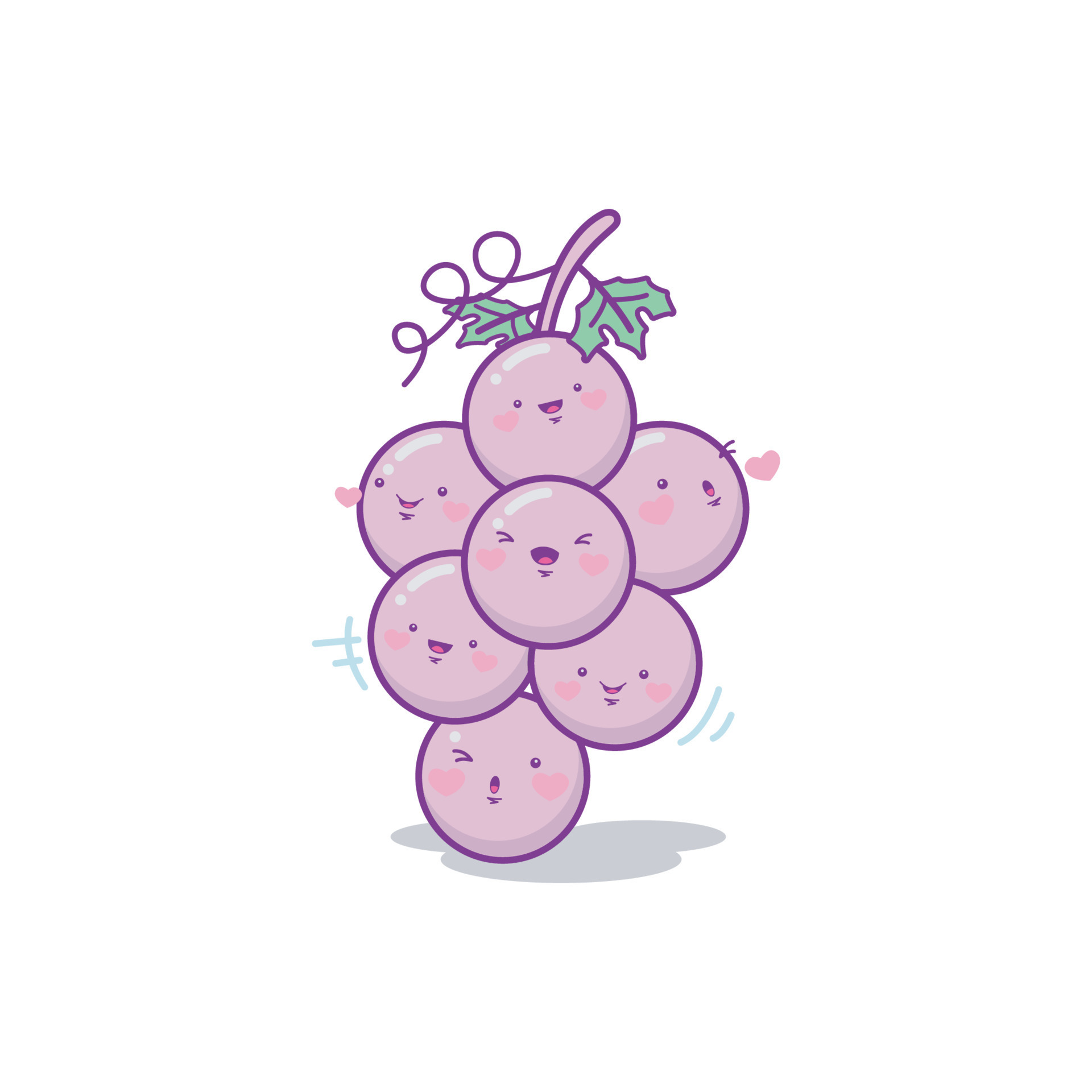 Grapes character cute cartoon kawaii vector illustration 13432839