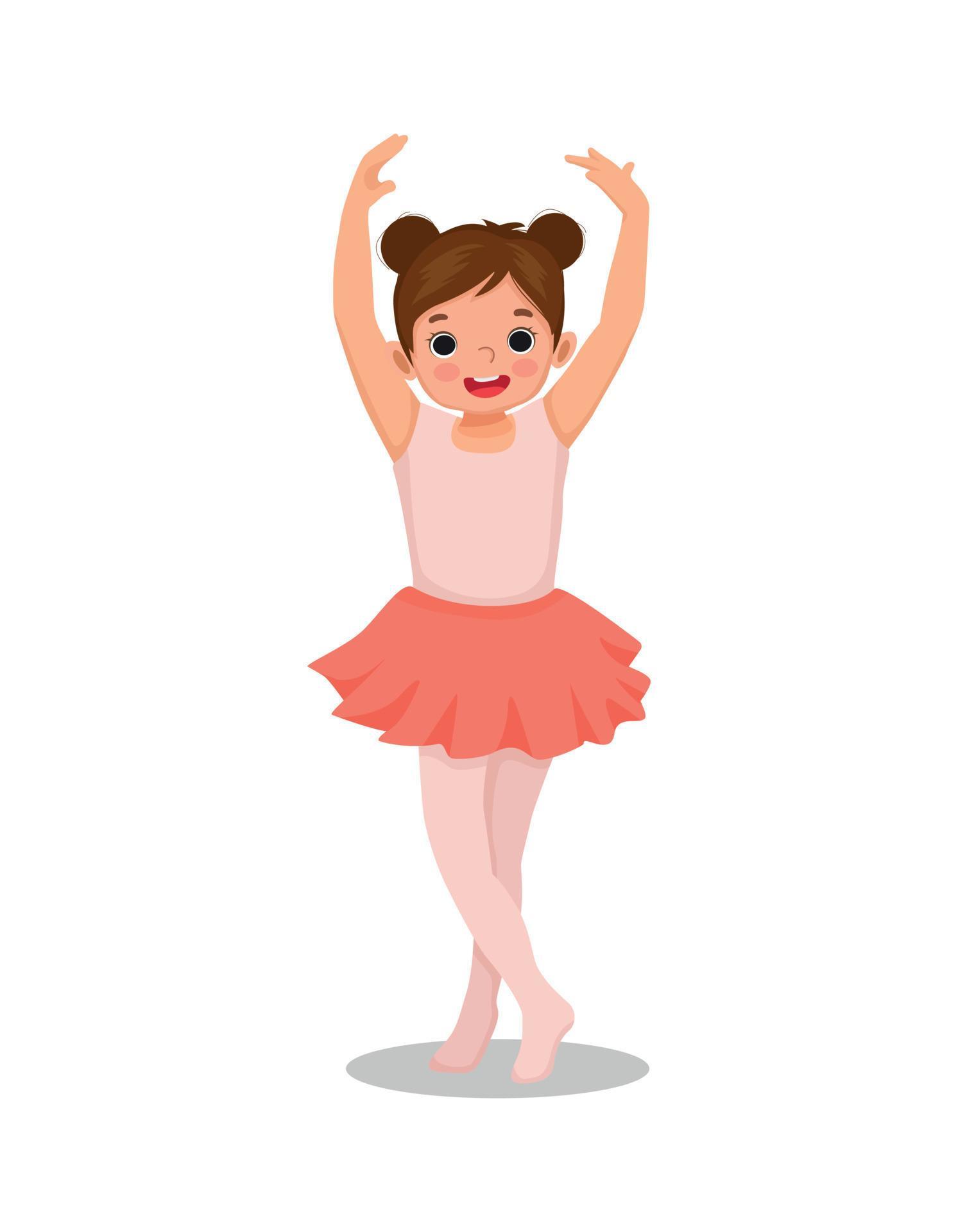 Cute little girl ballerina practicing ballet dancing in the room ...