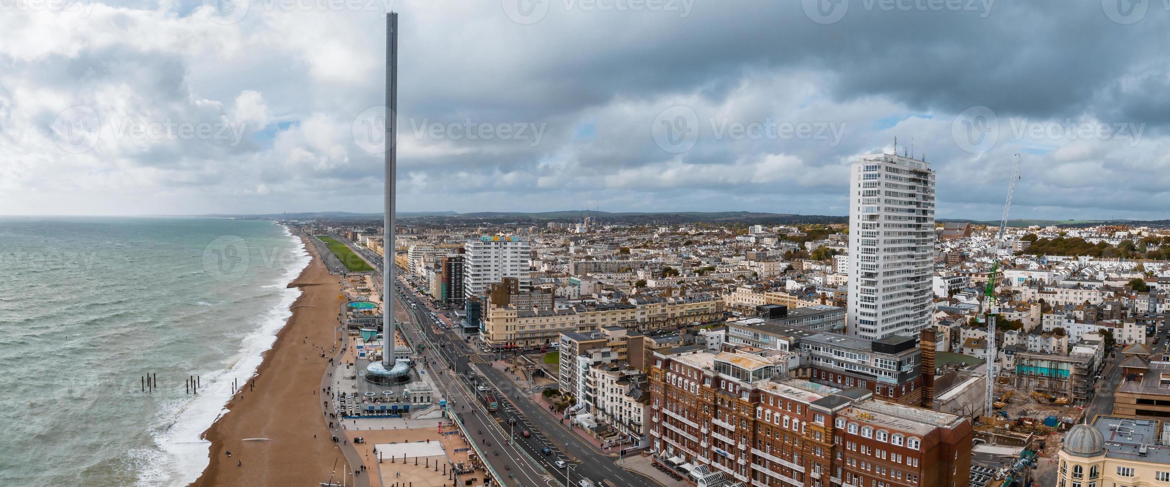 Aerial view of British Airways i360 observation deck in Brighton, UK. photo