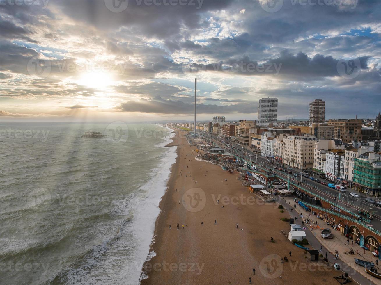 Aerial view of British Airways i360 observation deck in Brighton, UK. photo