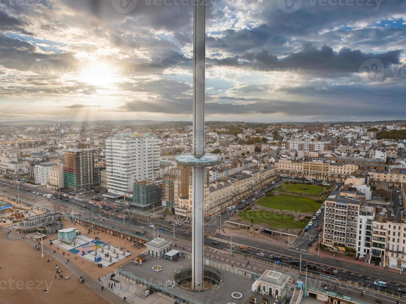 Aerial view of British Airways i360 observation deck in Brighton, UK. photo