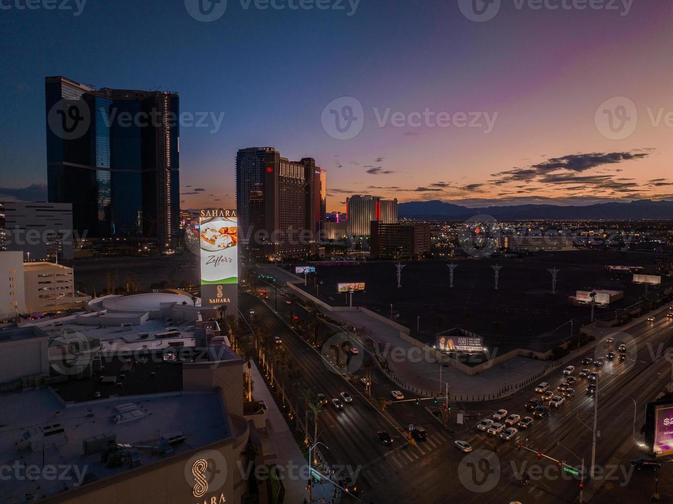 Panoramic aerial view of the Las Vegas Strip. photo