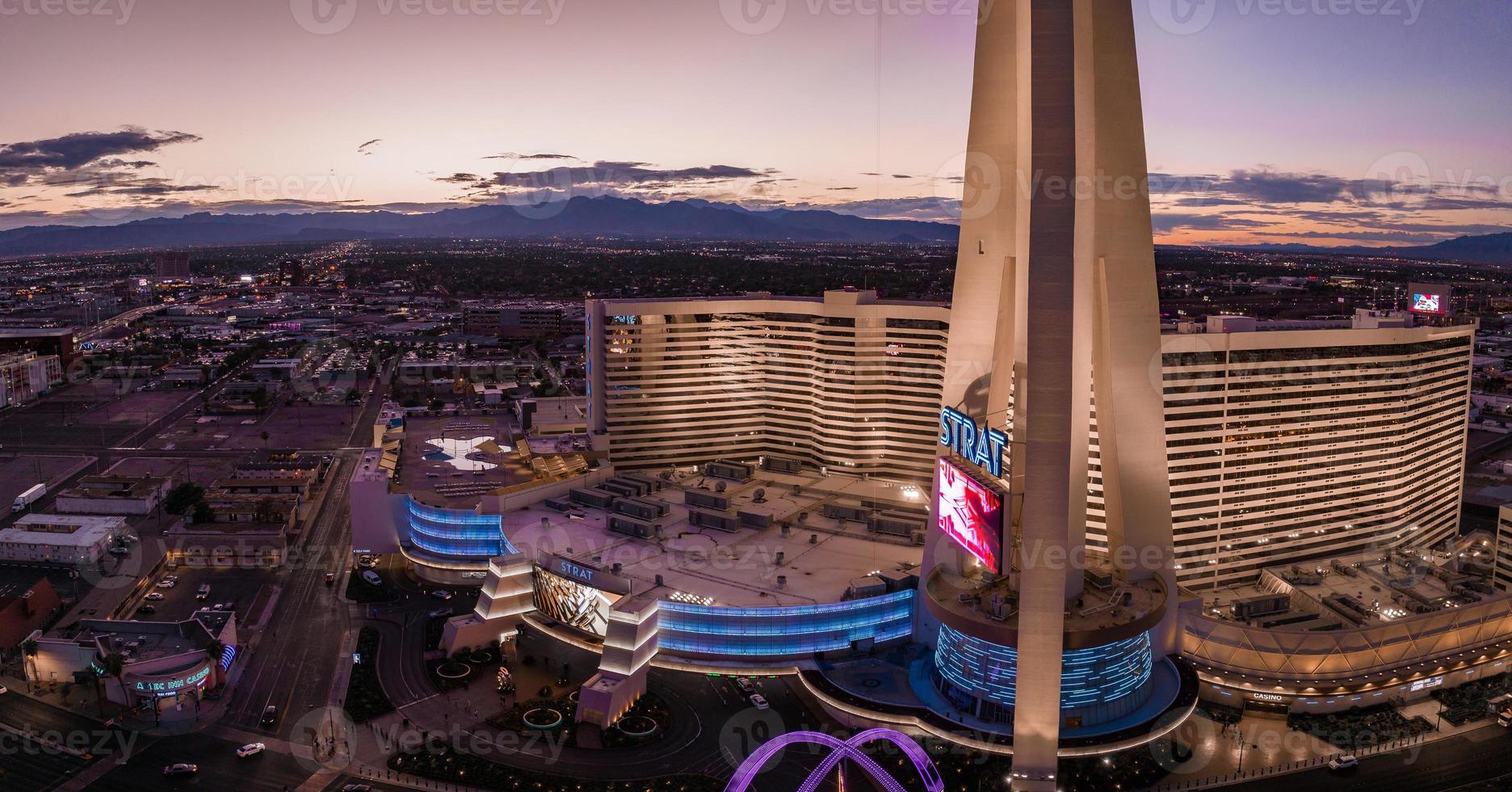 Panoramic aerial view of the Las Vegas Strip. photo