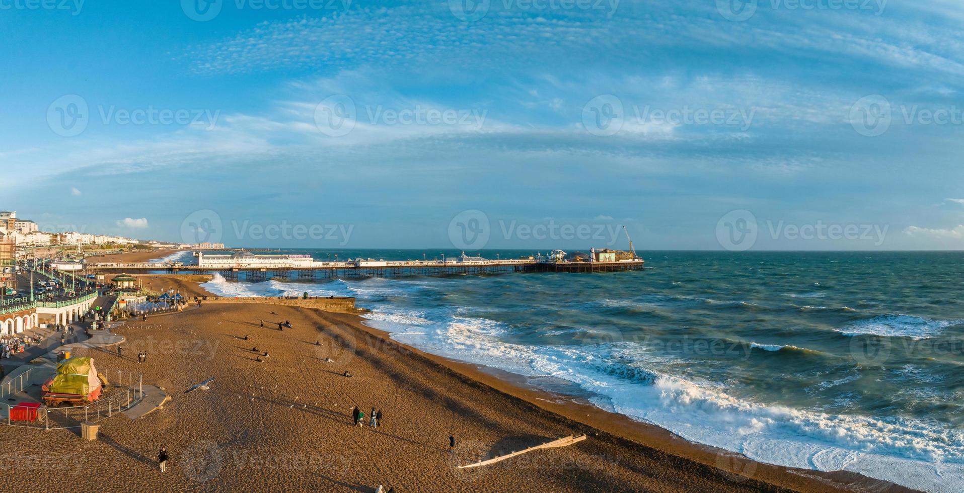 Beautiful Brighton beach view. Magical sunset and stormy weather in Brighton photo