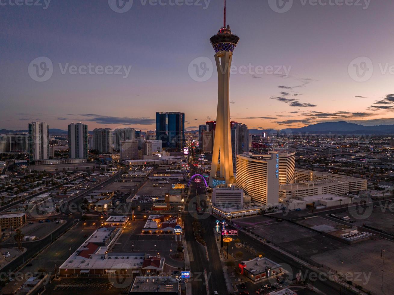 Panoramic aerial view of the Las Vegas Strip. photo