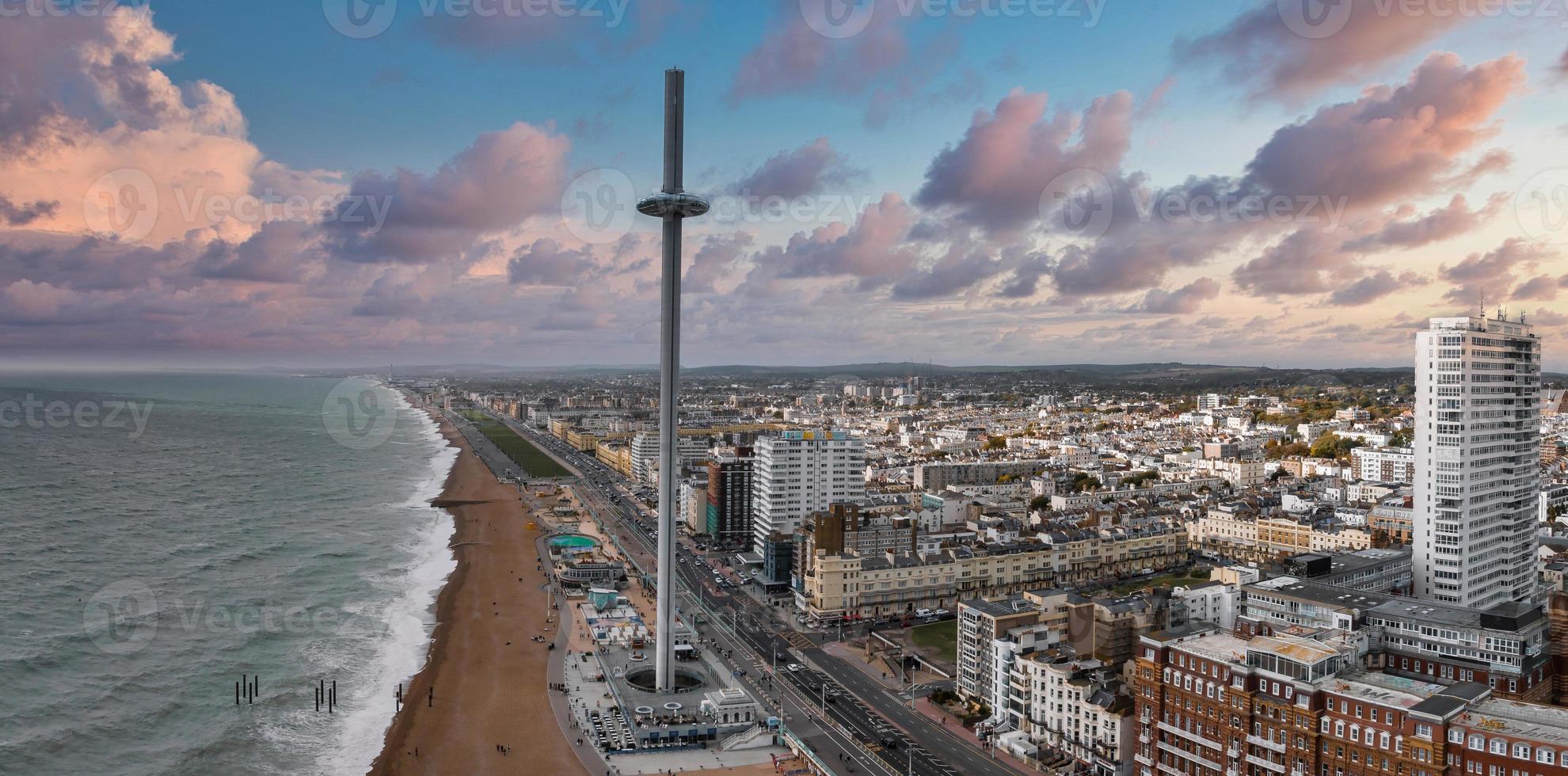 Aerial view of British Airways i360 observation deck in Brighton, UK. photo