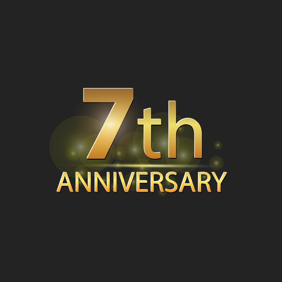 Gold 7th year anniversary celebration elegant logo vector