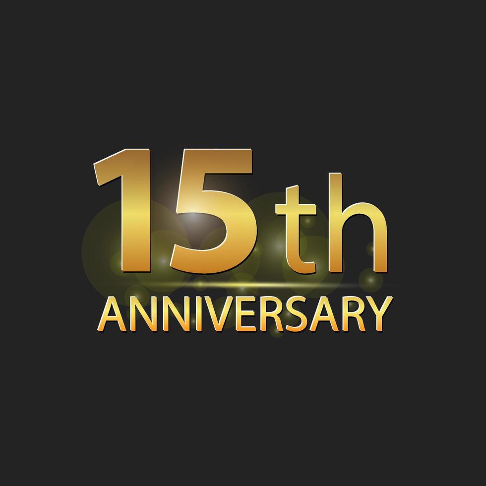 Gold 15th year anniversary celebration elegant logo vector