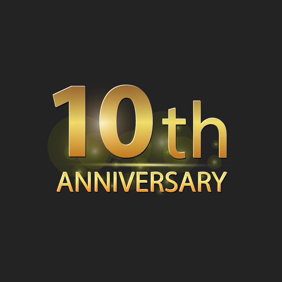 Gold 10th year anniversary celebration elegant logo vector