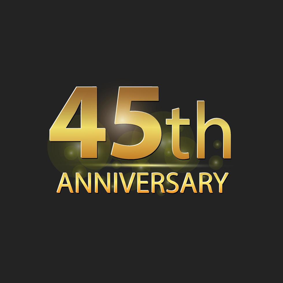 logotipo elegante de celebración de aniversario de 45 años de oro vector