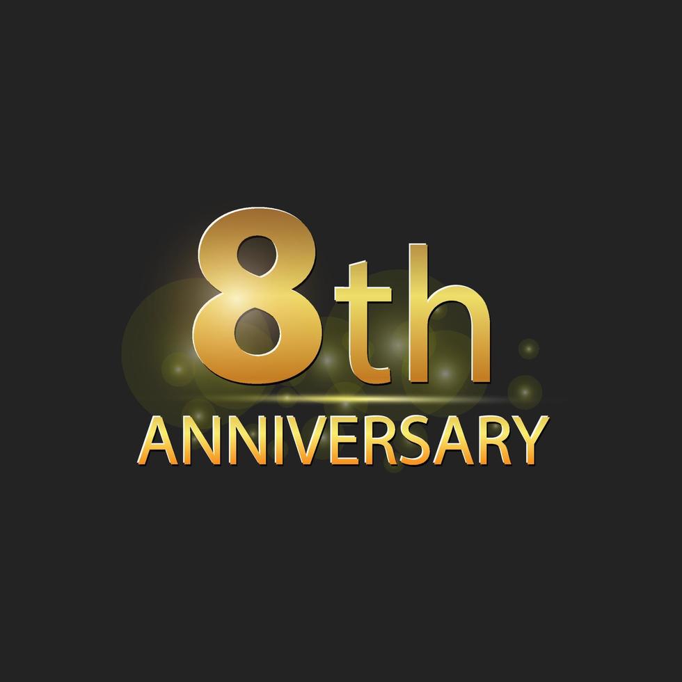 Gold 8th year anniversary celebration elegant logo vector