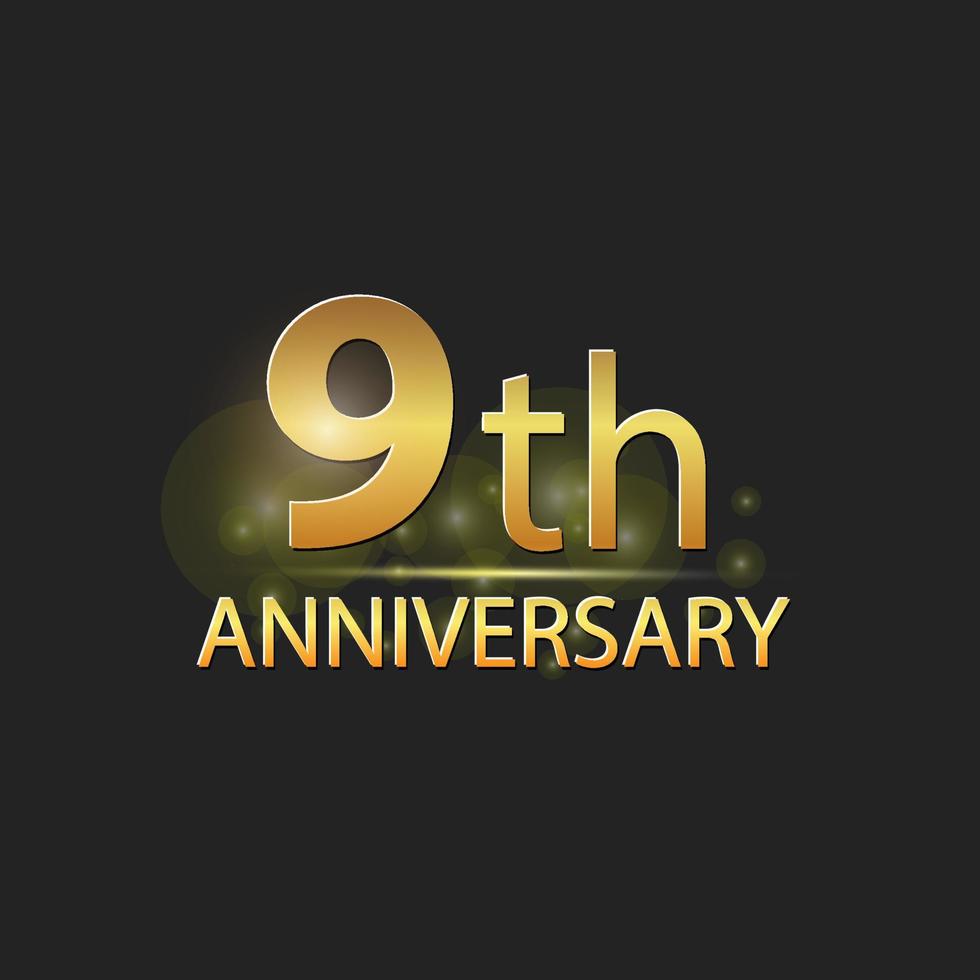 Gold 9th year anniversary celebration elegant logo vector