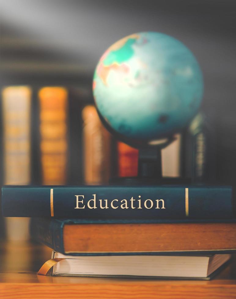 World globe on  book. education school Concept photo