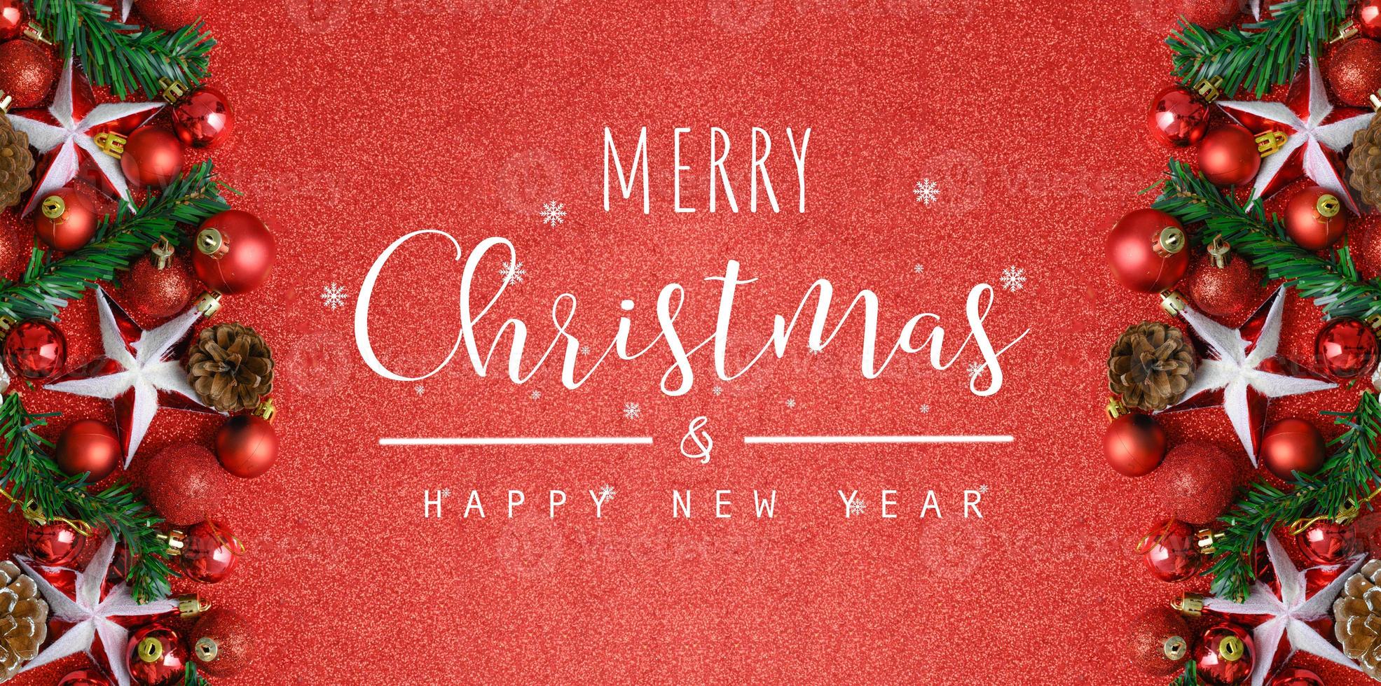 Merry Christmas and happy new year concept, Closeup Christmasball  with bokeh, Xmas holiday background. photo