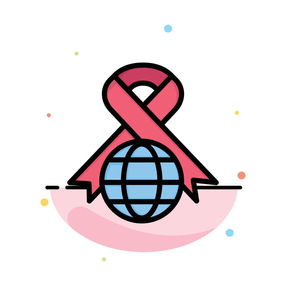Care Ribbon Globe World Abstract Flat Color Icon Template vector