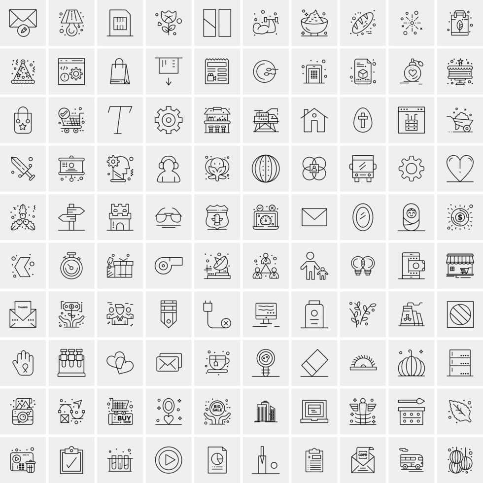 conjunto de 100 iconos de línea de negocios creativos vector