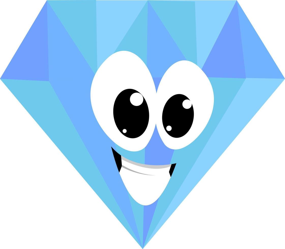 Diamante sonriente, ilustración, vector sobre fondo blanco.