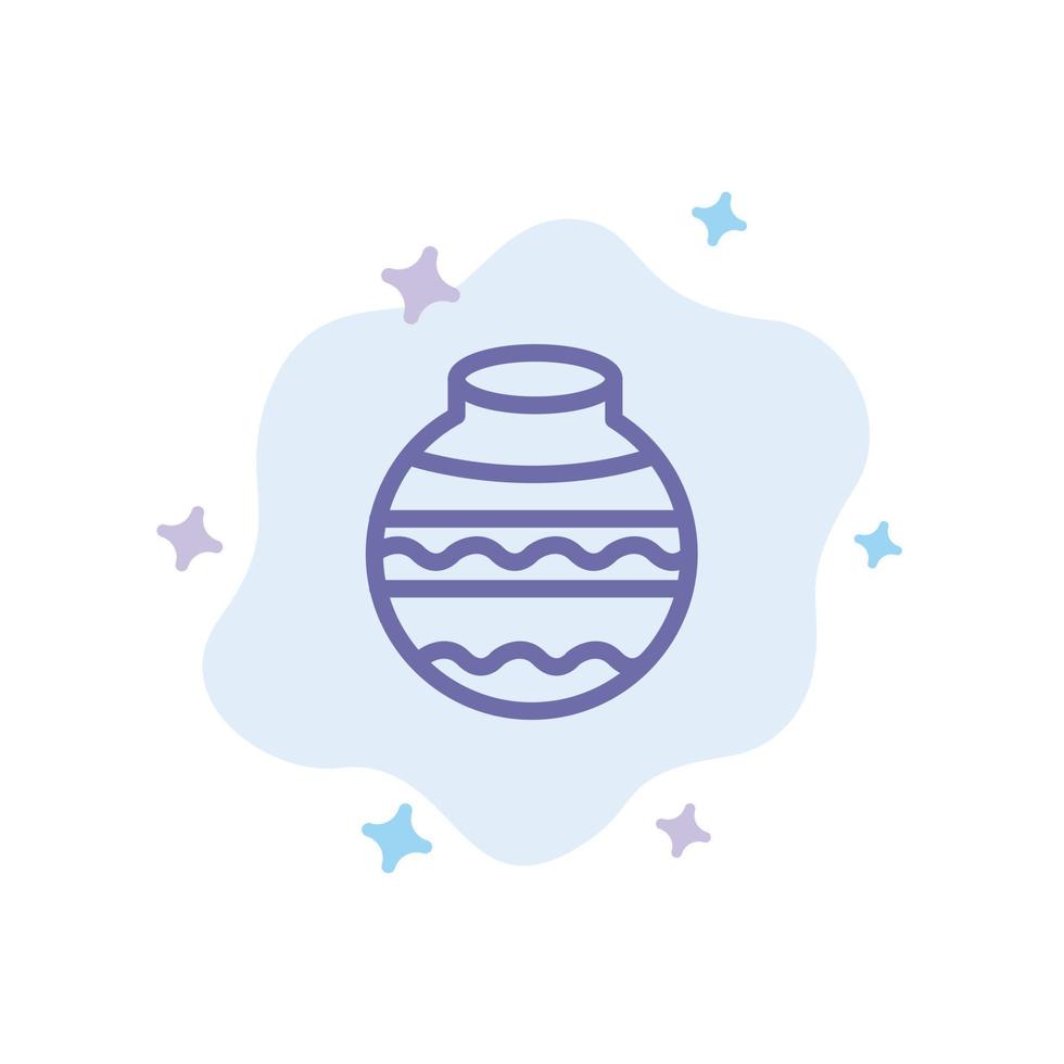 Pot Sand Water Pongal Festival Blue Icon on Abstract Cloud Background vector