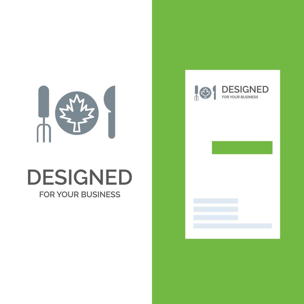 Dinner Autumn Canada Leaf Grey Logo Design and Business Card Template vector