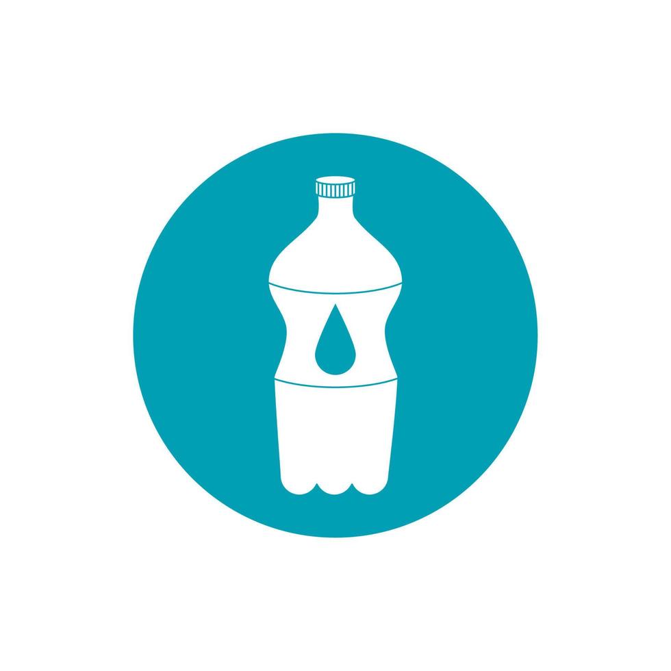 drinks plastic bottle water cold fresh liquid blue block style icon vector