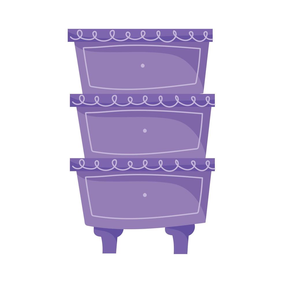 purple cabinet drawers decoration furniture isolated icon vector