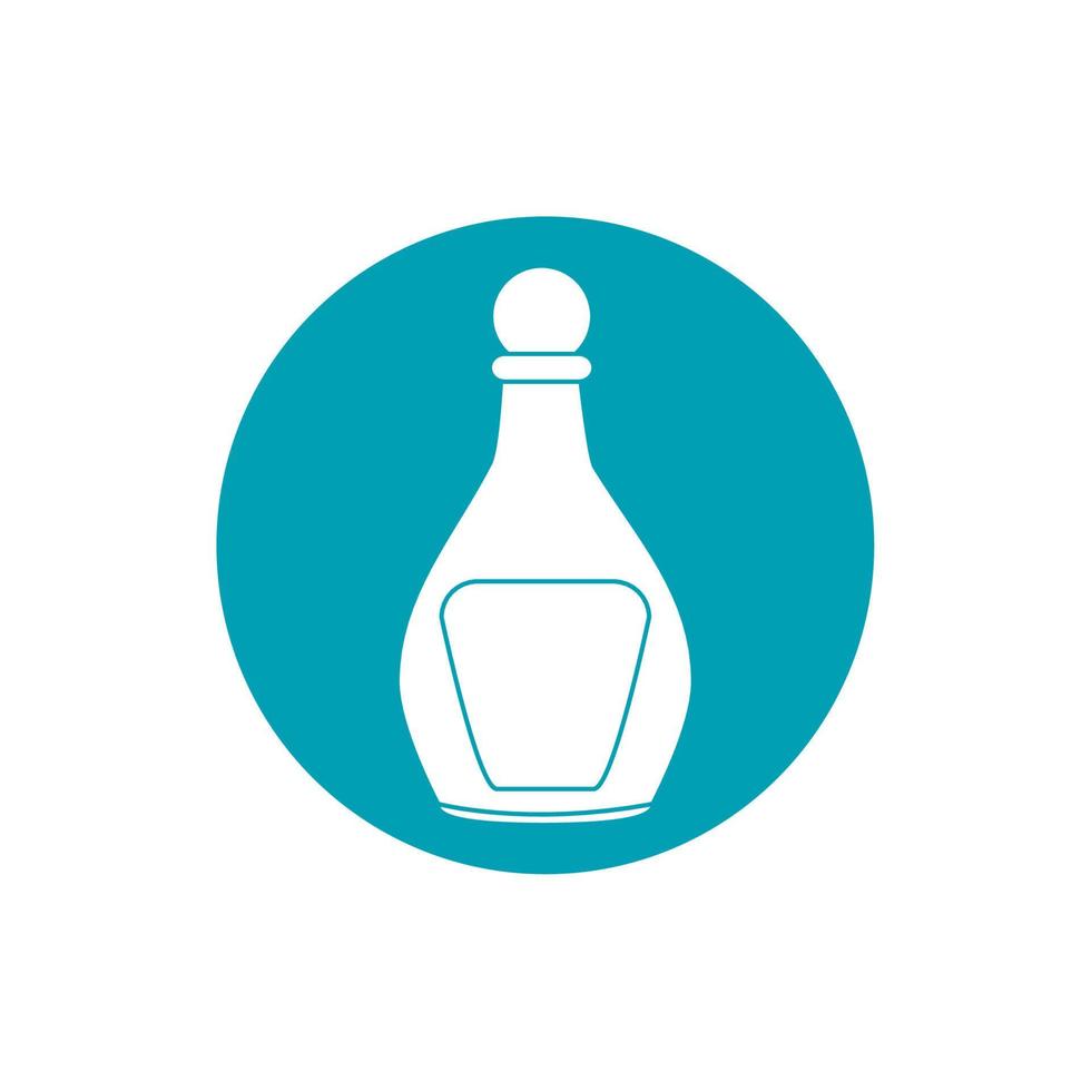 drinks liquor glass bottle with lid blue block style icon vector