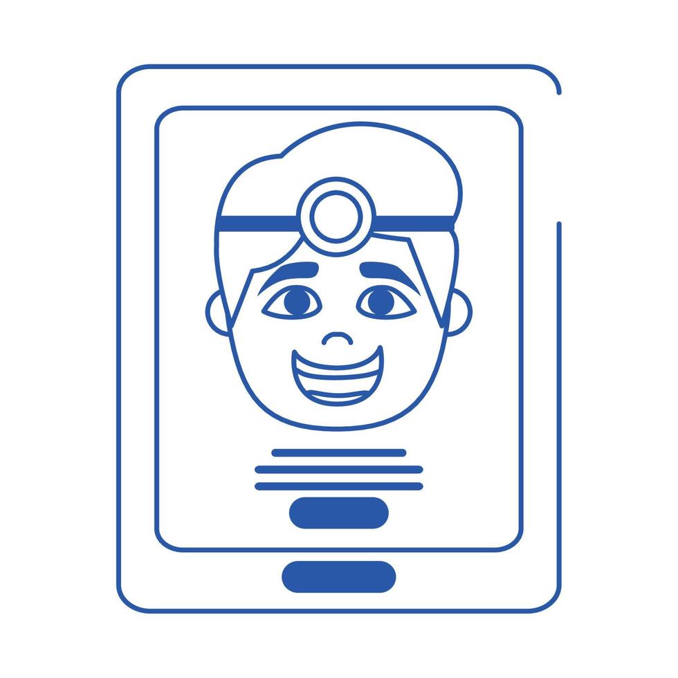 online doctor smartphone app health care blue line style icon vector