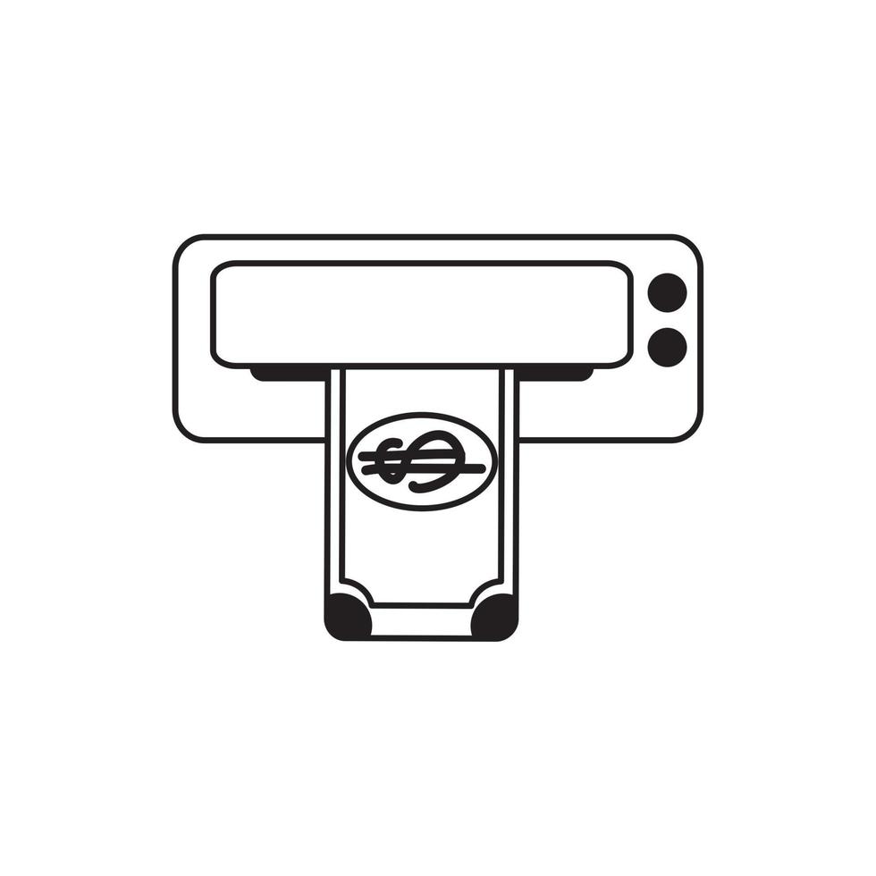 atm banknote bank money business financial line style icon vector