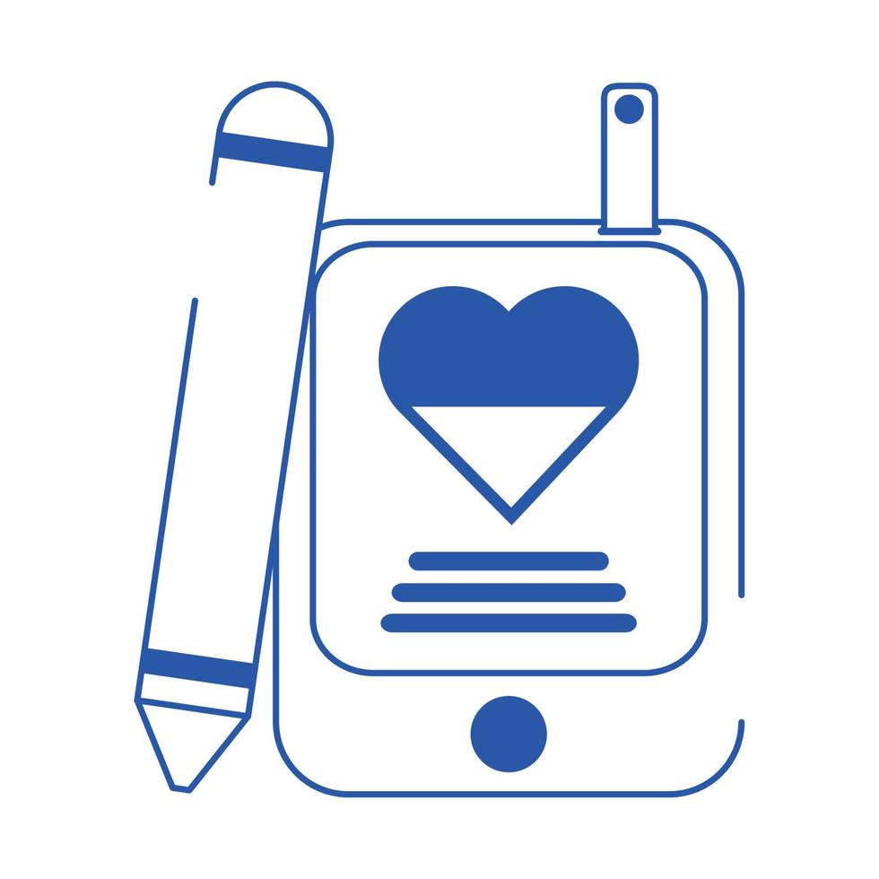online doctor blood testing glucose care blue line style icon vector