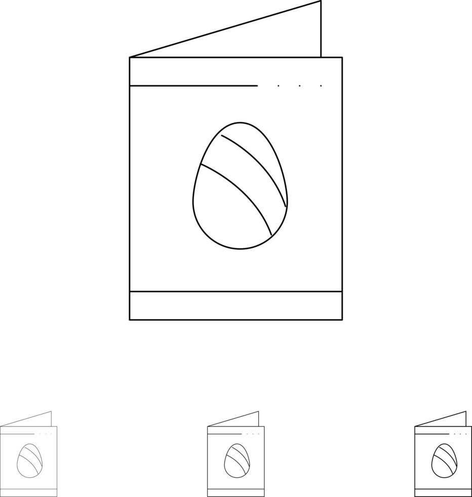 Card Egg Easter Wedding Bold and thin black line icon set vector