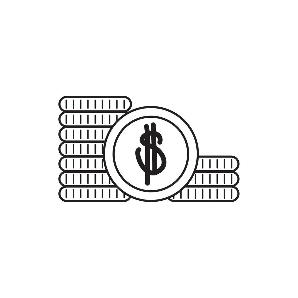 stacked coins currency money business financial line style icon vector