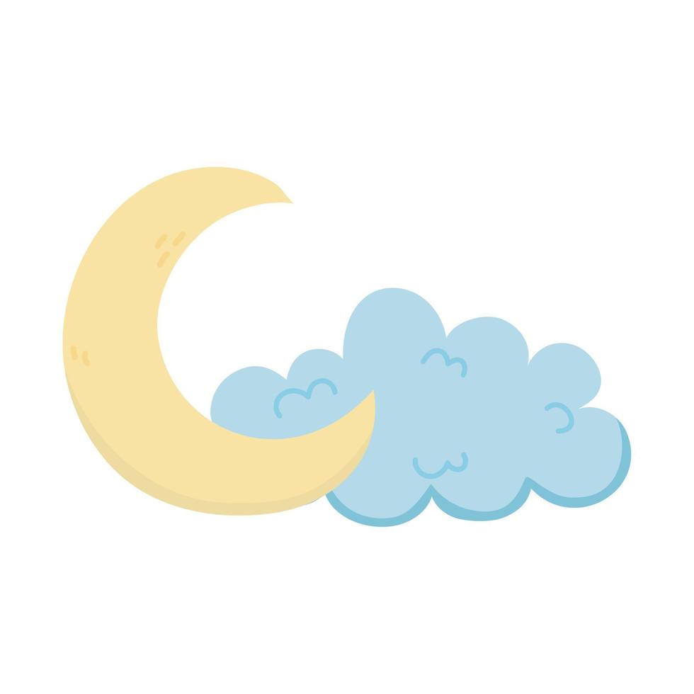 half moon and cloud decoration isolated icon vector