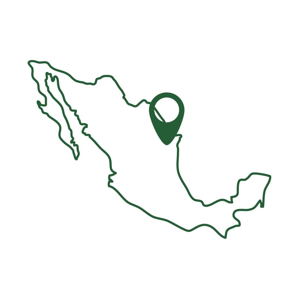 icono de estilo de línea de celebración de cinco de mayo de ubicación de mapa mexicano vector