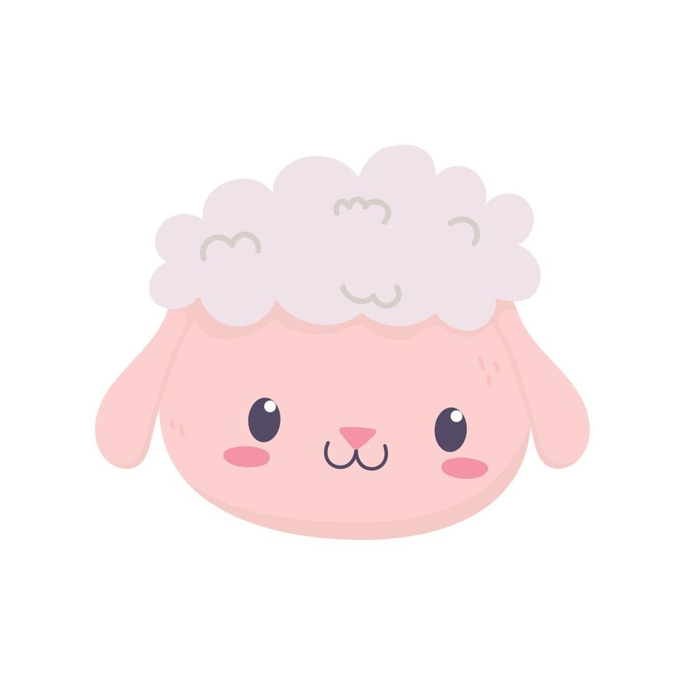 cute sheep face animal cartoon isolated icon vector