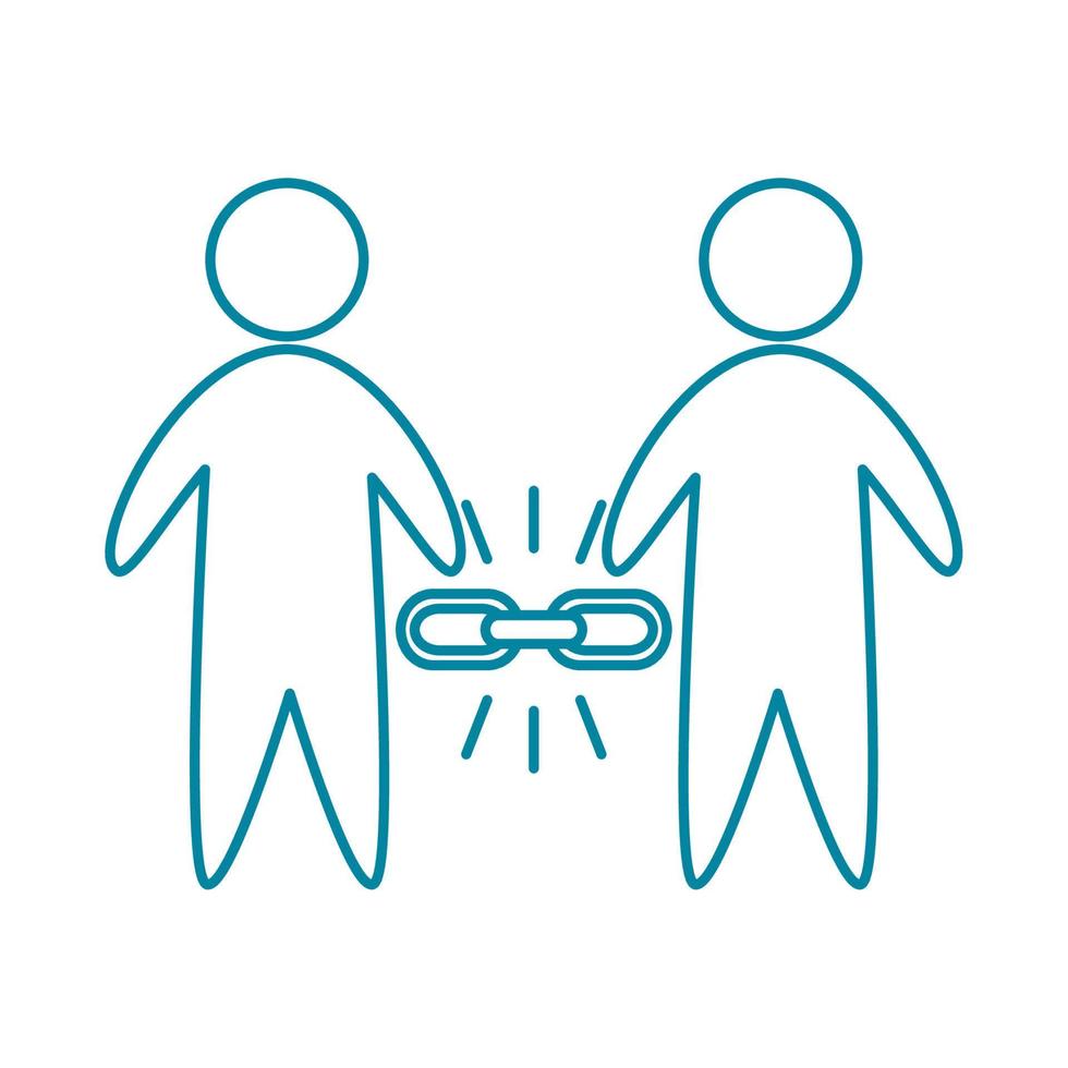 happy friendship day celebration two person chain unity line style icon vector