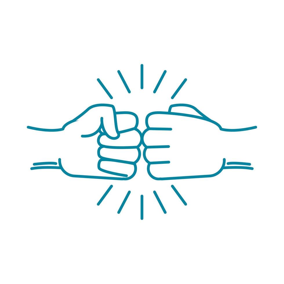 happy friendship day celebration two fists together line style icon vector