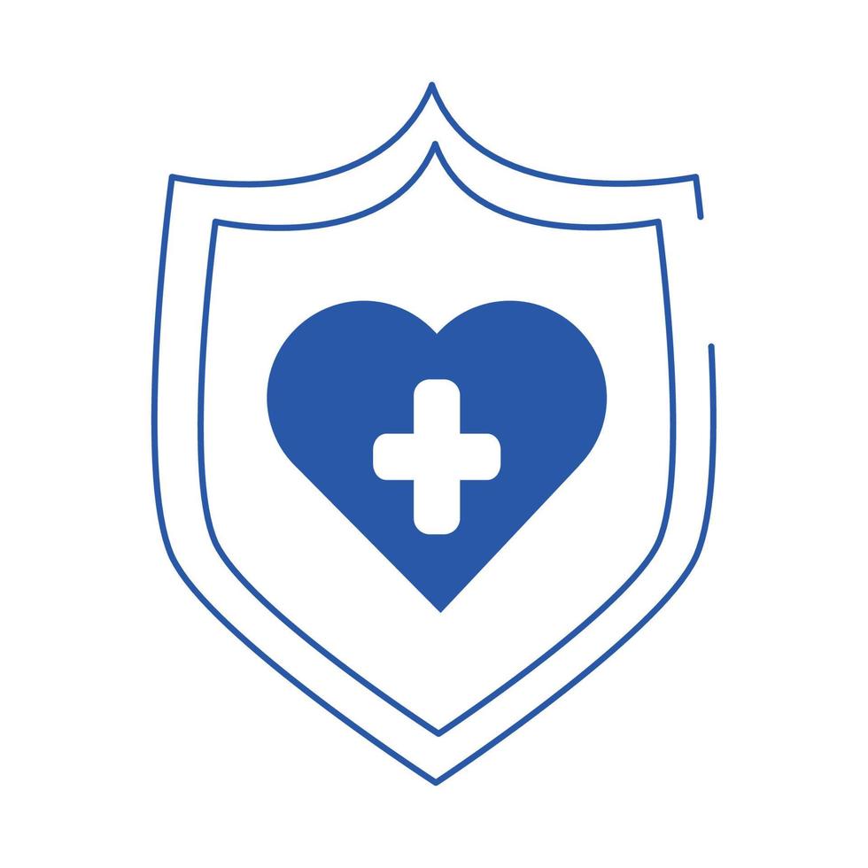 online doctor shield medical protection care blue line style icon vector