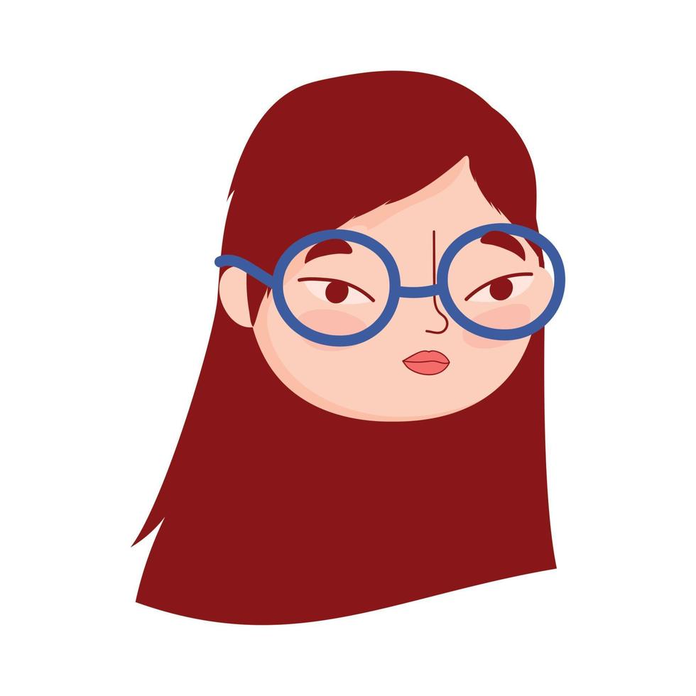 cara mujer joven con gafas personaje femenino icono isolatd vector