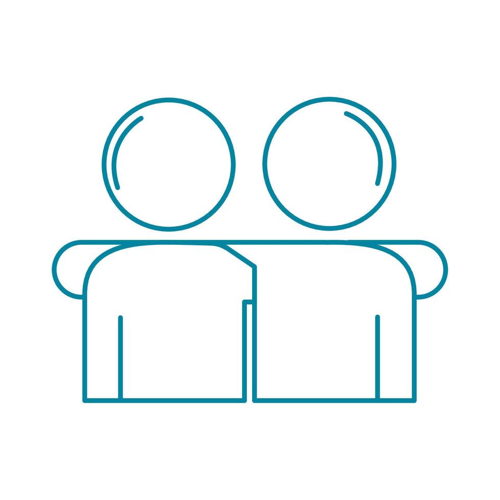 happy friendship day celebration two person hugs gesture relation line style icon vector