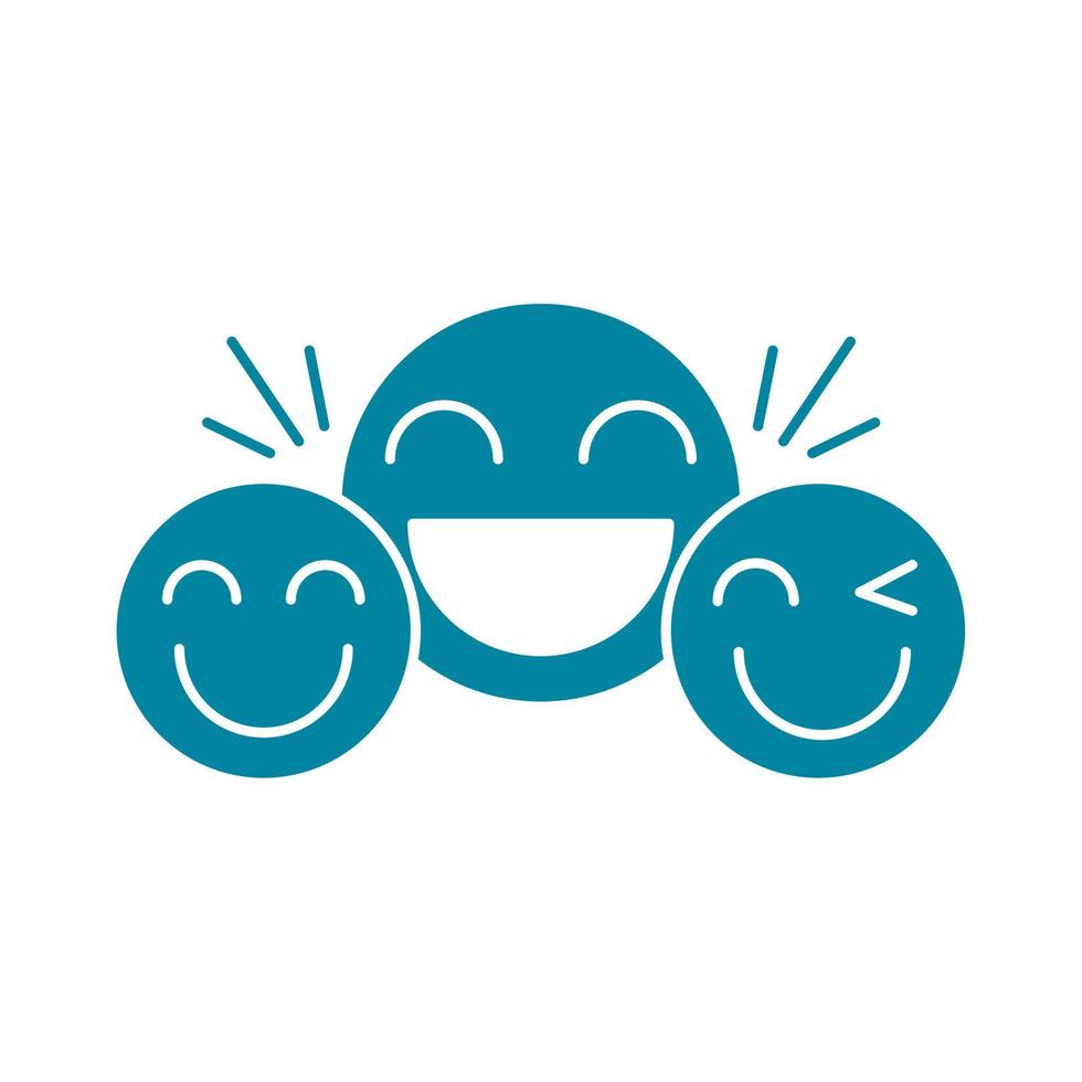 happy friendship day celebration emoticons smiling wink happiness silhouette style icon vector