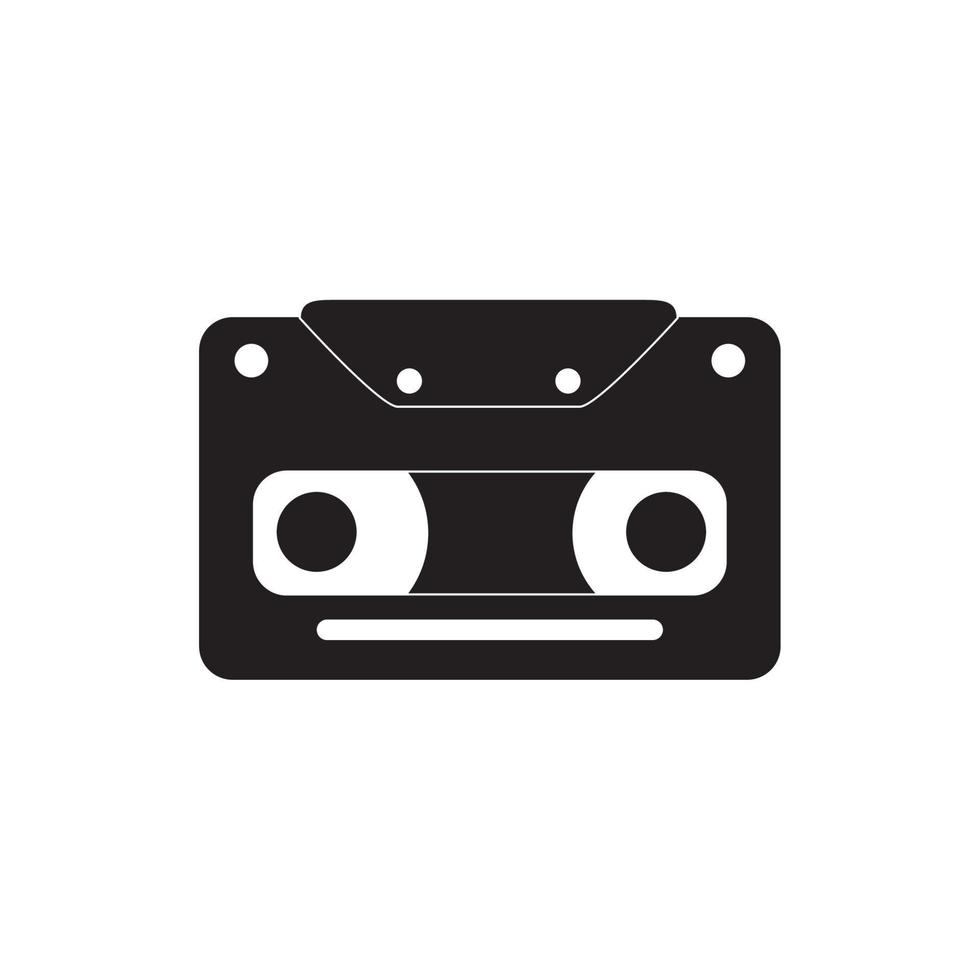 icono de estilo de silueta de música de sonido de melodía de cinta de casete vintage vector