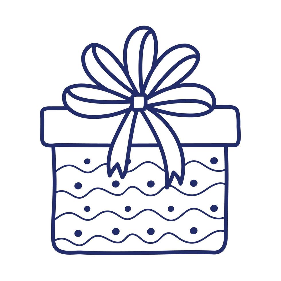 happy birthday gift box ribbon decoration celebration isolated icon line style vector