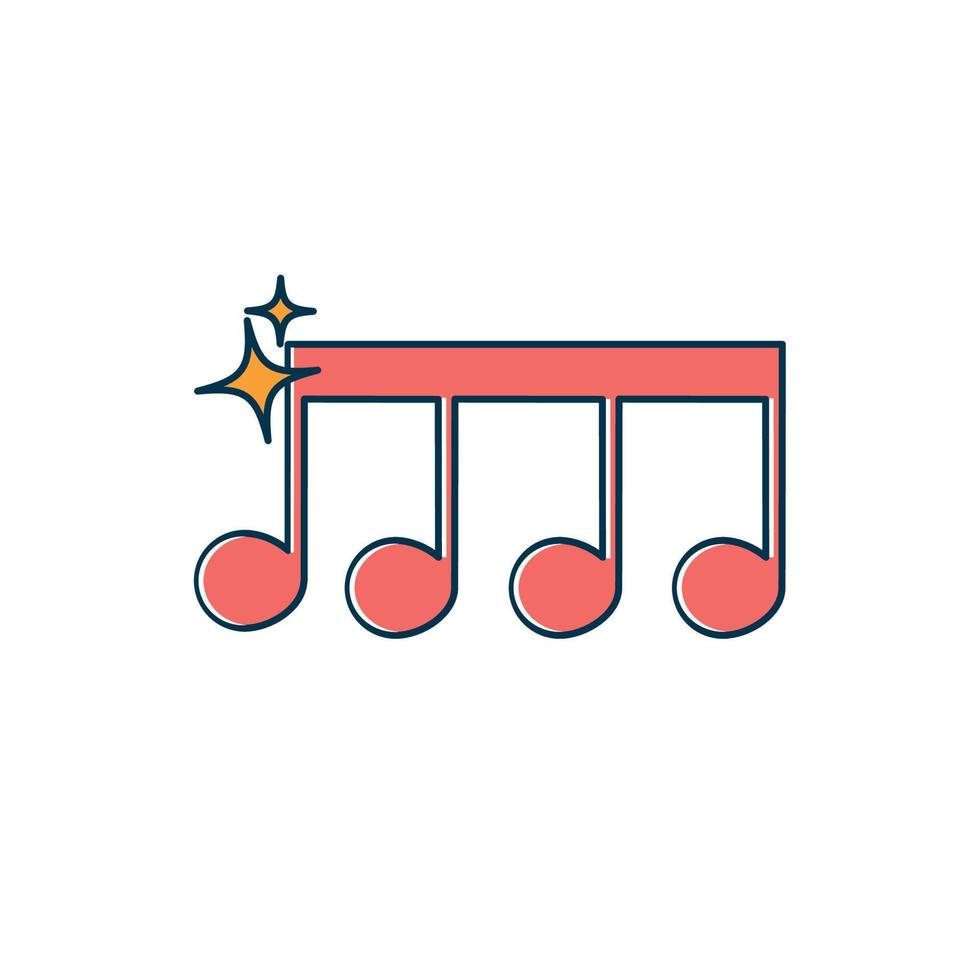 note musical chord melody sound music line and fill style vector