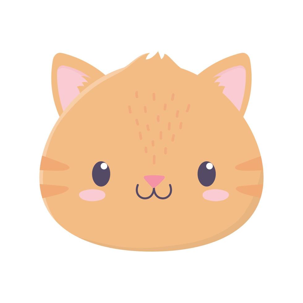 cute tiger face animal cartoon isolated icon vector