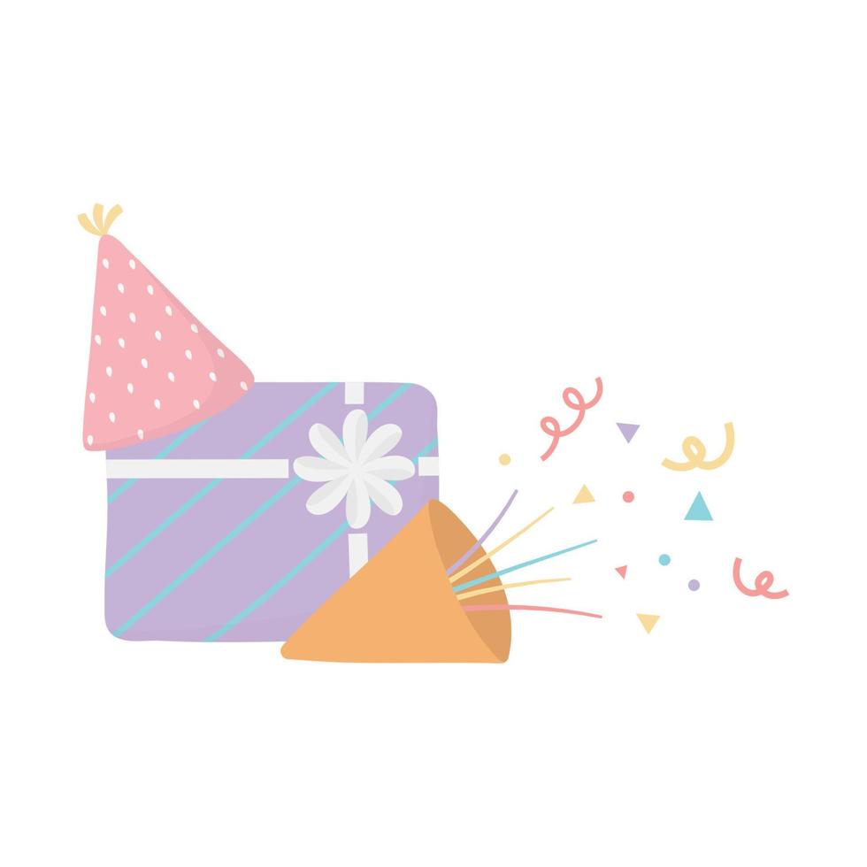 feliz cumpleaños cajas de regalo sorpresa celebración decoracion tarjeta vector