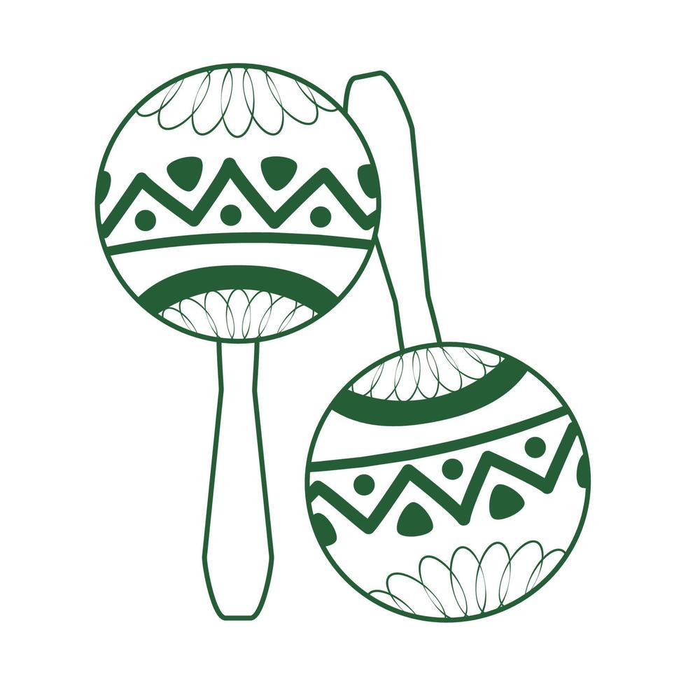 maracas instrumento musical cinco de mayo icono de estilo de línea de celebración mexicana vector