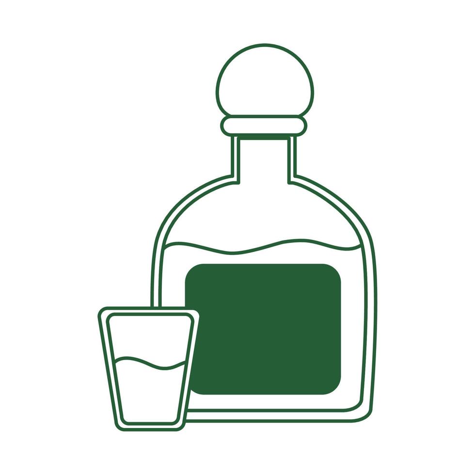 tequila bottle and shot beverage cinco de mayo mexican celebration line style icon vector