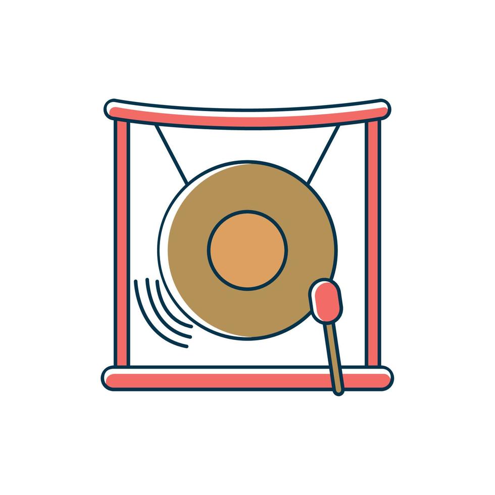 gong stick musical percussion melody sound music line and fill style vector